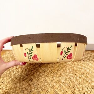 Vintage 80s 1988 Cranberry Stencil Splint Basket 10.5”